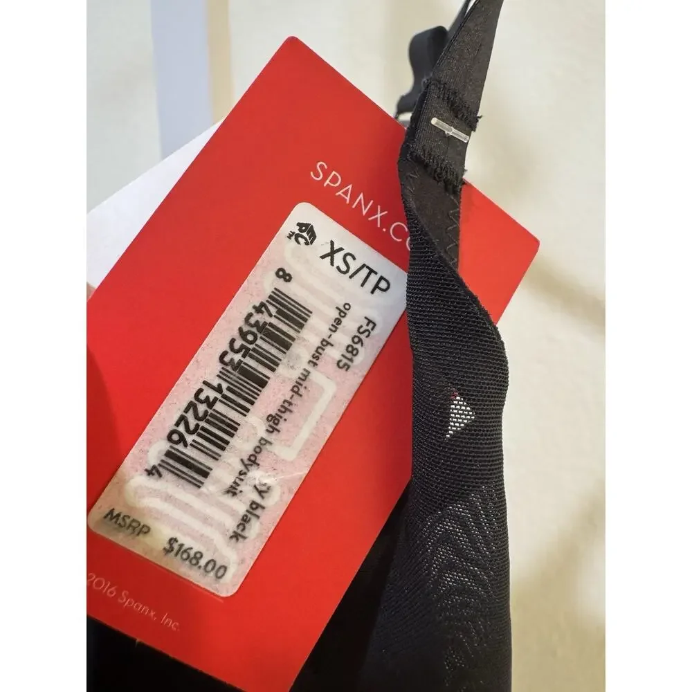 Spanx® Open-Bust Midthigh Bodysuit Shapewear Very Black size XS $168 FS6815